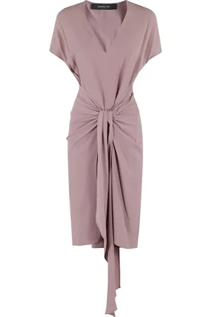 FEDERICA TOSI Kjole, Dame, Lyserød, XS, Uld, Crepe de Chine Pareo Kjole