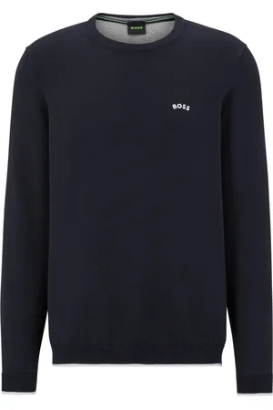 HUGO BOSS Strik, Herre, Blå, 2XL, Bomuld, Rallo Sweater