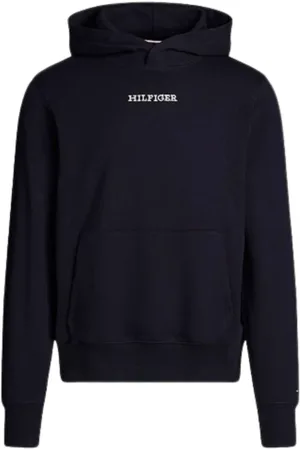 Tommy Hilfiger Sweathshirts & Hoodies, Herre, Blå, 2XL, Bomuld, Monotype Stitching Hoody