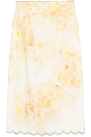 ZIMMERMANN Nederdel, Dame, Gul, XS, Floral Crystal Midi Skirt