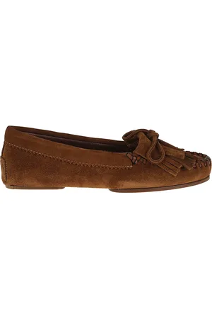 PARIS TEXAS Sko, Dame, Brun, 41 EU, Suede, Brune Suede Loafers med Frynser