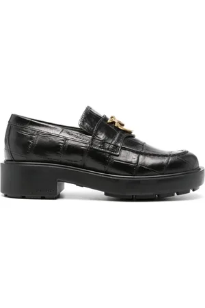 Pinko Sko, Dame, Sort, 38 EU, Crocodile Effect Sorte Ballerina Sko