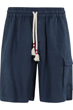 MC2 SAINT BARTH Shorts, Herre, Blå, S, Linned, Blå Linned Cargo Bermuda Shorts