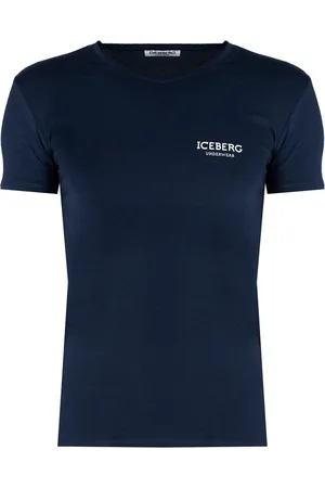 Iceberg Top, Herre, Blå, XL, Bomuld, V-hals Slim Fit T-shirt