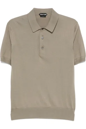 Tom Ford Top, Herre, Grøn, 3XL, Bomuld, Bomulds Polo Shirt med 3 Knapper