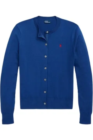 Ralph Lauren Strik, Dame, Blå, M, Bomuld, Pima Bomuld Blandet Cardigan