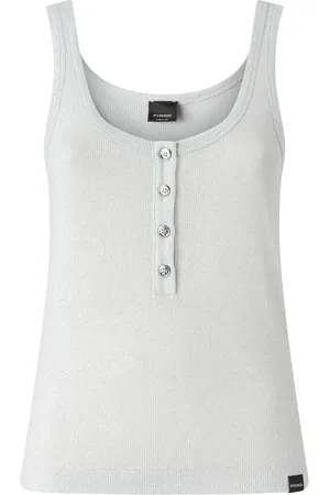 Pinko Top, Dame, Grå, M, Bomuld, Trendy Ærmeløs Top