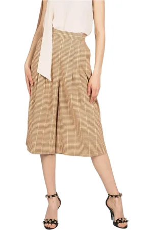 Patrizia Pepe Nederdel, Dame, Brun, S, Loose Fit Højtaljede Ternede Bukser