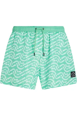 Karl Lagerfeld Badetøj, Herre, Grøn, M, Polyester, Wave AOP Boardshorts
