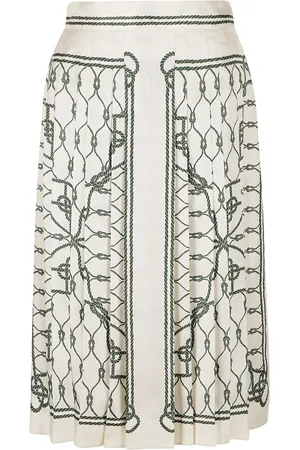 Tory Burch Nederdel, Dame, Grøn, XS, Printet Plisseret Silkenederdel