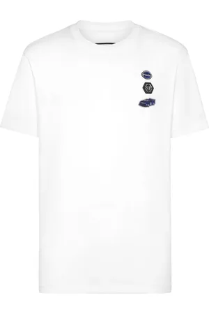 Philipp Plein Top, Herre, Hvid, L, Bomuld, Cars Racing Jersey T-Shirt