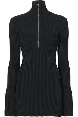 Proenza Schouler Strik, Dame, Sort, M, Nylon, Rib Zip Sweater