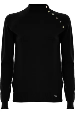 Kocca Strik, Dame, Sort, M, Uld, Knap-Pyntet Polo Hals Jumper