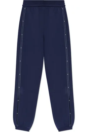 Emporio Armani Bukser, Dame, Blå, L, Bomuld, Track Pants med Sidestriber