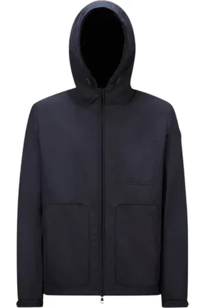 Moncler Jakke, Herre, Blå, L, Uld, Marineblå Hættetrøje til milde forhold
