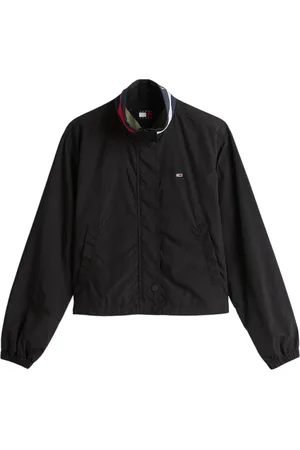 Tommy Hilfiger Jakke, Dame, Sort, L, Uld, Casual Zip-Up Jakke med Høj Krave
