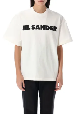 Jil Sander Top, Dame, Hvid, S, Bomuld, Logo Bomulds T-shirt med korte ærmer