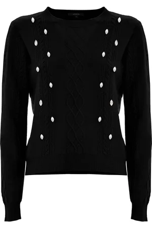 Kocca Strik, Dame, Sort, S, Uld, Rhinestone Kabelstrikket Uld Jumper