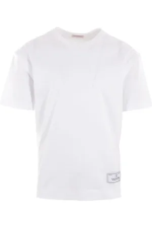 VALENTINO GARAVANI Top, Herre, Hvid, L, Bomuld, Maison Valentino Label T-Shirt