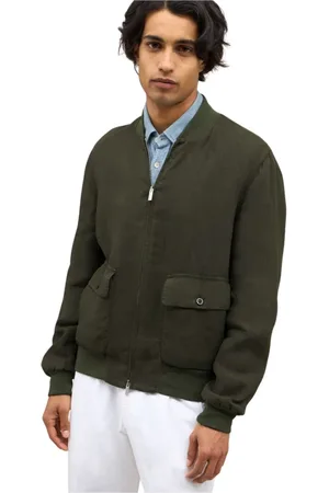 Boglioli Jakke, Herre, Grøn, XL, Linned, Linned bomber
