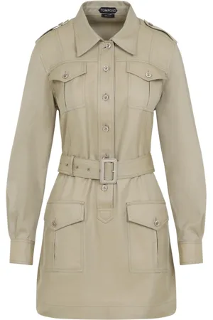 Tom Ford Kjole, Dame, , S, Bomuld, Belted Safari Mini Kjole