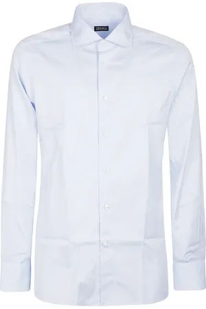 Ermenegildo Zegna Skjorte, Herre, Blå, 2XS, Langærmet skræddersyet skjorte