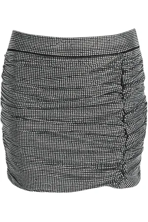 Pinko Nederdel, Dame, Grå, M, Polyester, Shiny Plisseret Mini Nederdel