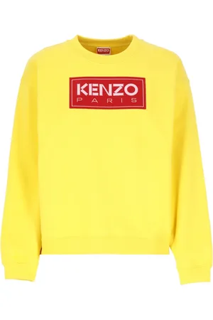 Kenzo Sweathshirts & Hoodies, Dame, Gul, L, Bomuld, Gylden Sweater med Paris Logo Patch
