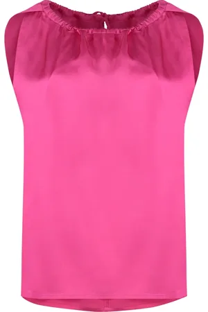 YVES SALOMON Top, Dame, Lyserød, 2XS, Satin, Satin Bluse med Sløjfelukning i Nakken