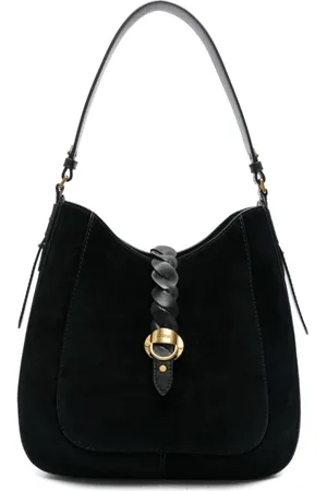 Isabel Marant Taske, Dame, Sort, ONE SIZE, Uld, Sort Ruskind Hobo Taske med Guld Detaljer