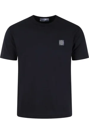 Stone Island Top, Herre, Sort, S, Bomuld, Bomulds Crewneck T-shirt med Logo Patch