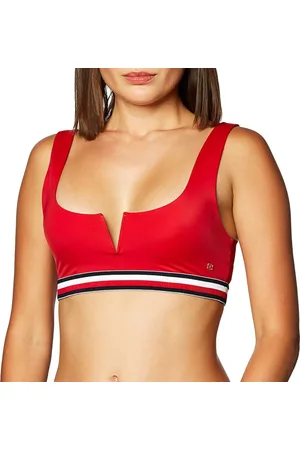 Tommy Hilfiger Badetøj, Dame, Rød, XS, Nylon, Signature Tape Under band V-Cut Bikini Bralette