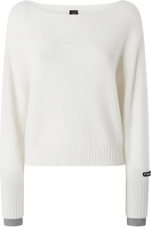Pinko Strik, Dame, Hvid, L, Uld, Uld Cashmere Blandings Sweater