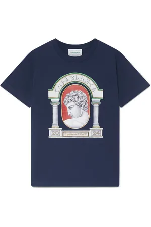Casablanca Top, Herre, Blå, L, Blå Ark Print T-shirt