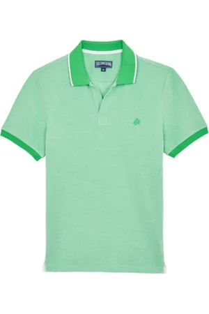 Vilebrequin Top, Herre, Grøn, XL, Bomuld, Solid polo shirt i bomuld med skinnende effekt til mænd