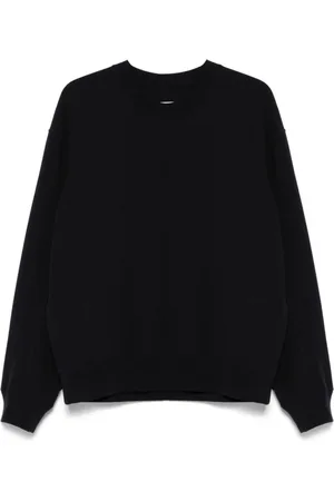 Jil Sander Sweathshirts & Hoodies, Herre, Blå, XL, Bomuld, Blå Ribstrikket Sweater med Plisser