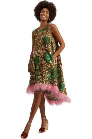 La DoubleJ Kjole, Dame, Lyserød, XL, Feathered High Dress