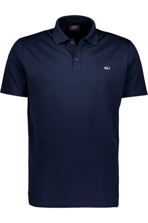 Paul & Shark Top, Herre, Blå, S, Bomuld, Piqué Bomuldspolo med Haj-Badge