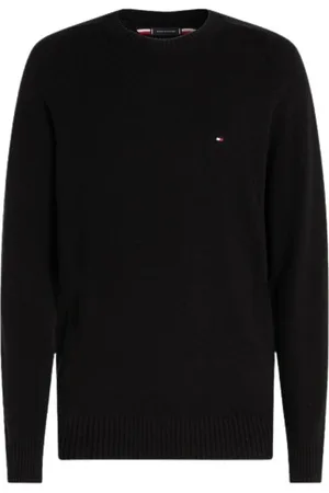 Tommy Hilfiger Strik, Herre, Sort, 2XL, Uld, Rundhalset Uld Sweater