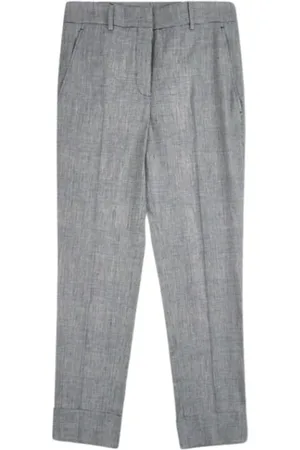 Incotex Bukser, Dame, Grå, M, Linen Turn-Up Bukser