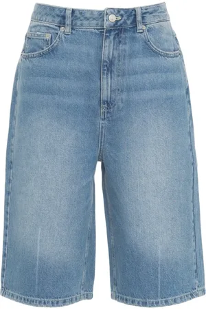 Herskind Shorts, Dame, Blå, M, Denim, Blå Distressed Denim Bermuda Shorts