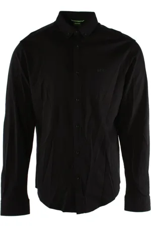 HUGO BOSS Skjorte, Herre, Sort, S, Bomuld, Sort Regular Fit Stretch Skjorte