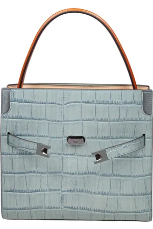 Tory Burch Taske, Dame, Blå, ONE SIZE, Læder, Håndtaske i læder med krokodilleprint