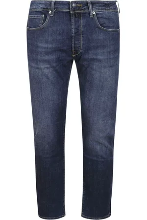 Incotex Jeans, Herre, Blå, W33, Bomuld, Slim Fit Bomuldsjeans med Bælte