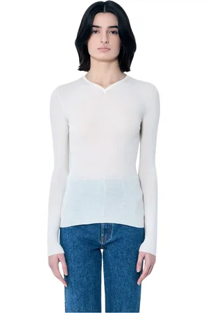 Khaite Strik, Dame, Hvid, XS, Uld, Merino V-hals strikket top