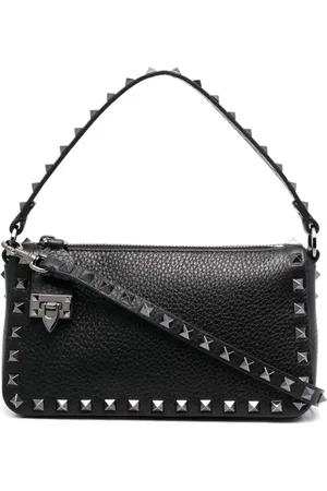 VALENTINO GARAVANI Taske, Dame, Sort, ONE SIZE, Uld, Rockstud Small Grainy Leather Shoulder Bag