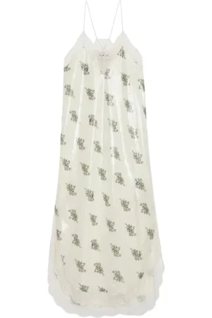 Zadig & Voltaire Kjole, Dame, Flerfarvet, S, Tyl, Ecru Lingerie-Style Midi Kjole