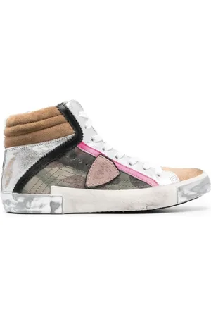 Philippe model Sko, Dame, Flerfarvet, 40 EU, Uld, Stilfulde Army Green High-Top Sneakers