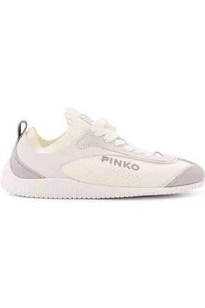 Pinko Sko, Dame, Hvid, 36 EU, Læder, Strikkede sneakers med læderdetaljer