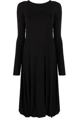 Jil Sander Kjole, Dame, Sort, 2XS, Uld, Open-back Midi Kjole